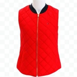 Tommy Hilfiger Red Quilted Preppy Nautical Logo Gorpcore Heritage Vest Sz S/P